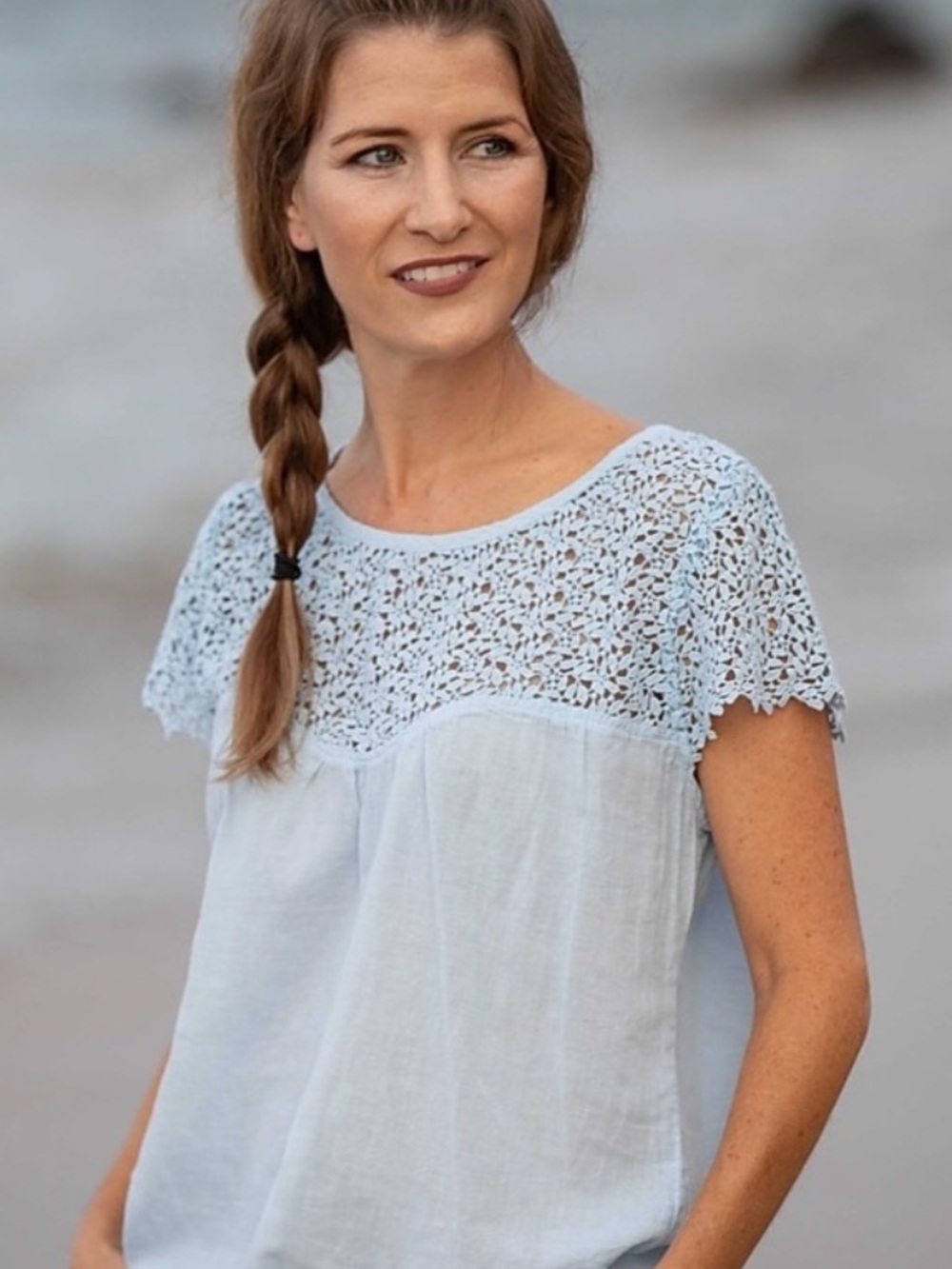 Siganka Maui Cream Colored Crochet Top
